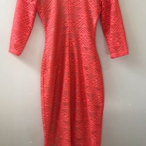 Long sleeve coral midi dress